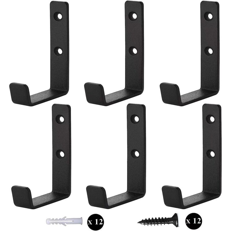 6 Stück Hochleistungs-wandhaken, J-haken Für Die Garage, Schwarze Universelle Schraubhaken, Garderobe, Stabile Kleiderhaken, Zum Aufhängen, Für Die Garage, Wandhalterung Für Sperrige Gegenstände