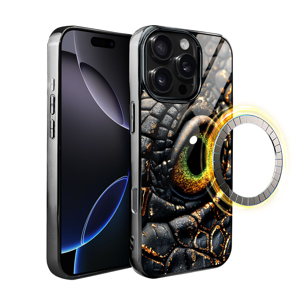 Iphone 16 Pro Ibizu Elite Glashülle Mit Magsafe, Glasrückseite, Amber Dragon, Schwarzchrom
