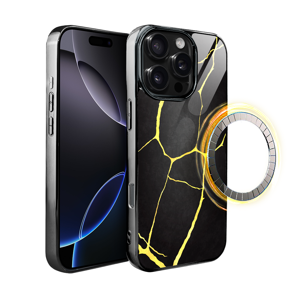 Iphone 16 Pro Max Ibizu Elite Glashülle Mit Magsafe, Kintsugi, Schwarzporzellan, Schwarz