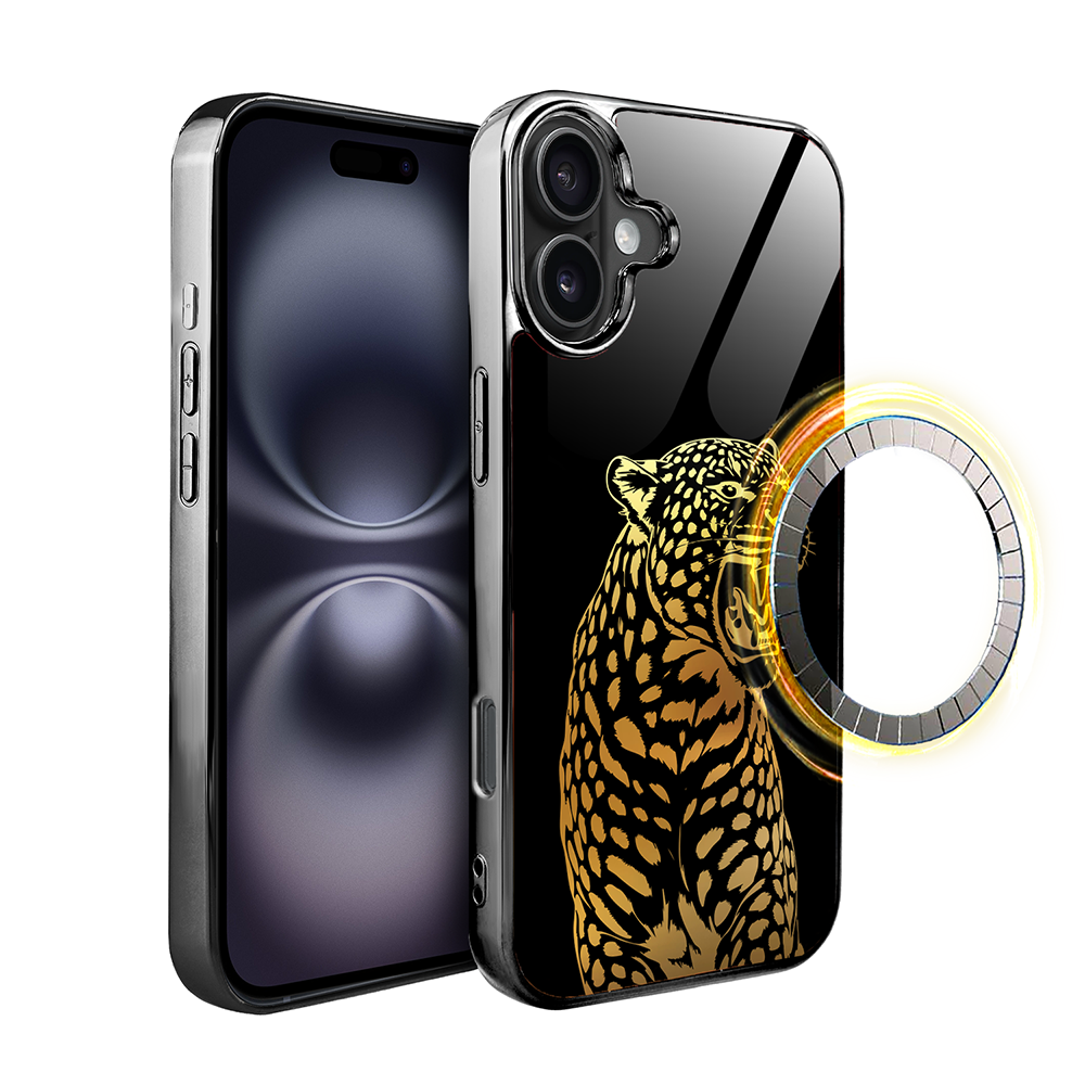 Iphone 16 Plus Ibizu Elite Glashülle Mit Magsafe, Glasrückseite, Golden Midnight, Roaring Jaguar, Schwarz
