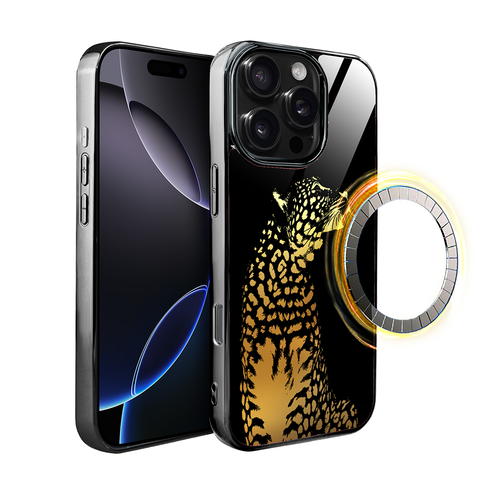 Iphone 16 Pro Max Ibizu Elite Glashülle Mit Magsafe, Glasrückseite, Golden Midnight, Leopard, Schwarz