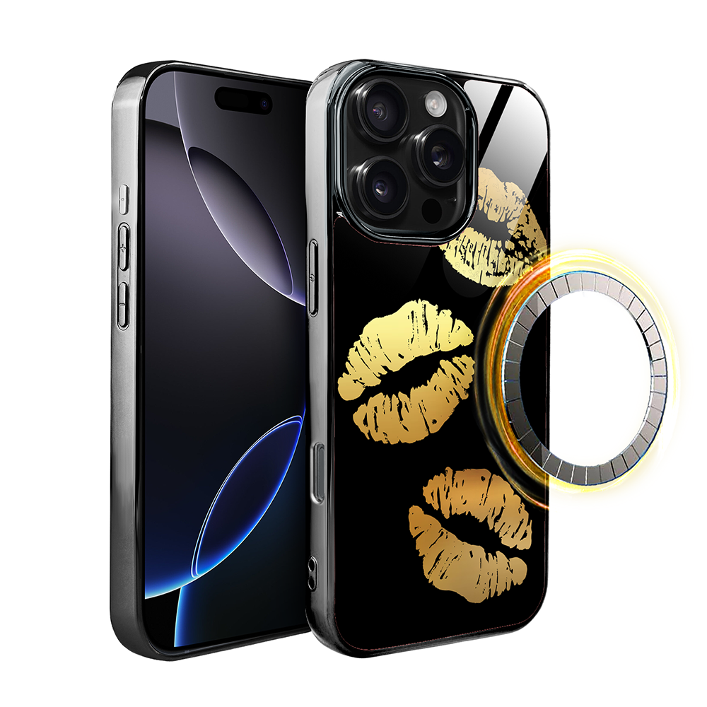 Iphone 16 Pro Max Ibizu Elite Glashülle Mit Magsafe, Glasrückseite, Golden Midnight, Rand, Schwarz