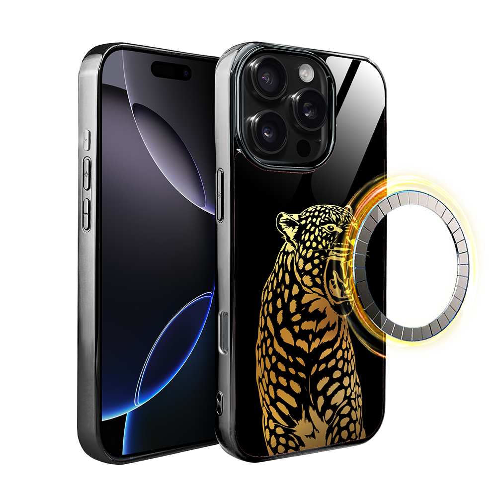 Iphone 16 Pro Ibizu Elite Glashülle Mit Magsafe, Glasrückseite, Golden Midnight, Roaring Jaguar, Schwarz