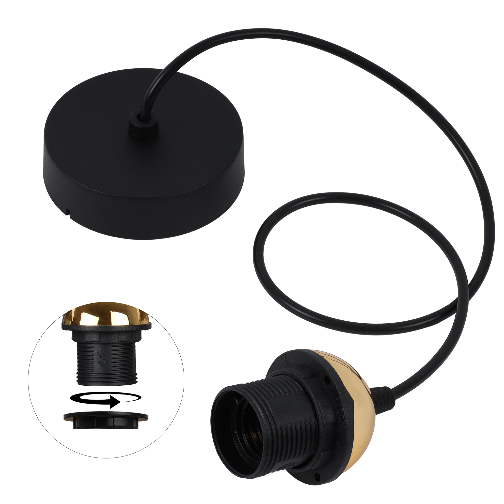 Flaches Seil 100 Schwarze Schale Kegel 50 Gold