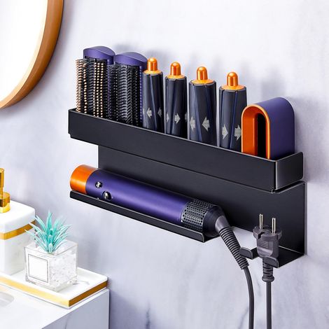 Wandhalterung Ohne Bohren Für Haartrockner, Halterung Für Haartrockner Und Glätteisen Sowie Styling- Und Lockenstabzubehör, Selbstklebender Haartrockner-organizer Fürs Badezimmer