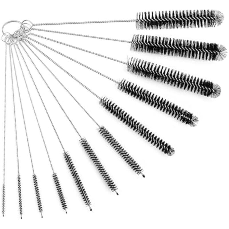 Set Mit 12 Nylon-reinigungsbürsten Für Flaschen, Babyflaschen, Schläuche, Wasserkocher, Tastaturen Und Gläser – Ideal Für Die Gründliche Reinigung