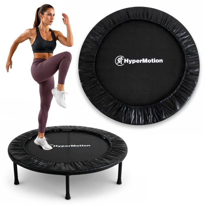 Trampolin Fitness Rund Aus Legierung Mit 36 Federn Und Sprungtuch, 6 Metallfüßen, 91 X 22 Cm, Schwarz