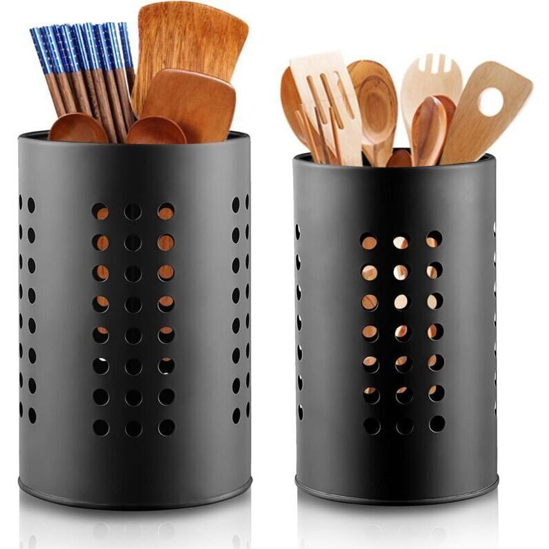 Besteckabtropfkorb, Küchenutensilienhalter Für Die Arbeitsplatte, Schwarzer Edelstahl-besteckkorb, Eleganter Organizer Im Landhausstil Und Küchendekoration
