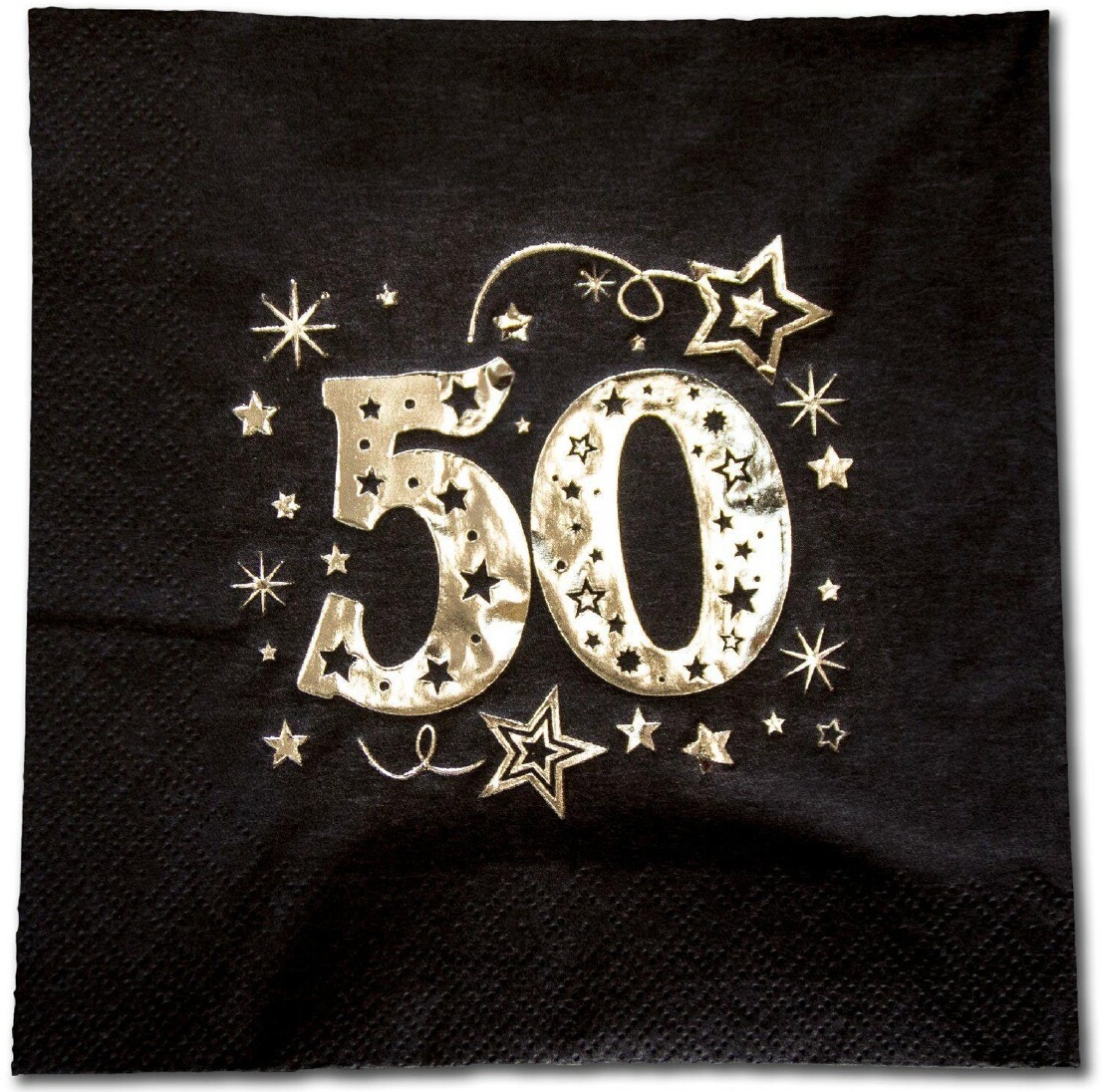 Servietten Zum 50. Geburtstag, Schwarz/gold, 33x33cm, 20 Stück.