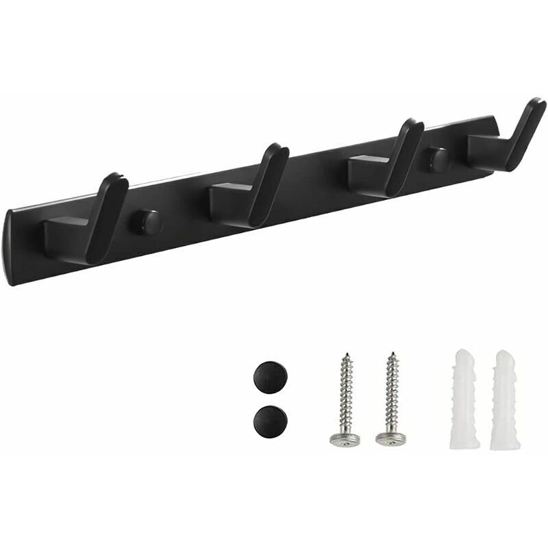 Wandhaken (schwarz), Wandhaken Für Das Badezimmer, Wandmontierter Handtuchhalter, Haken Mit 4 Haken Für Badezimmer, Schlafzimmer, Küche, Flur