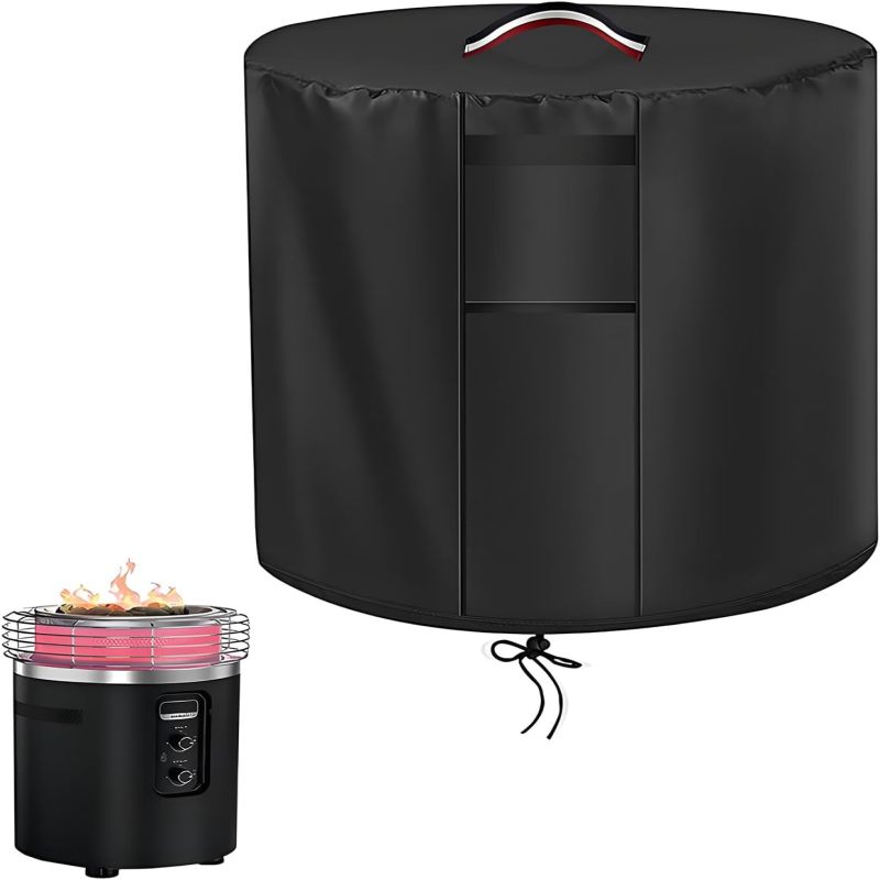 Ninja Fireside 360 Feuerschalenabdeckung Aus 420d Oxford-gewebe Mit Kordelzug Und Antikondensationsöffnungen (ø 61 X H 69 Cm, Schwarz)