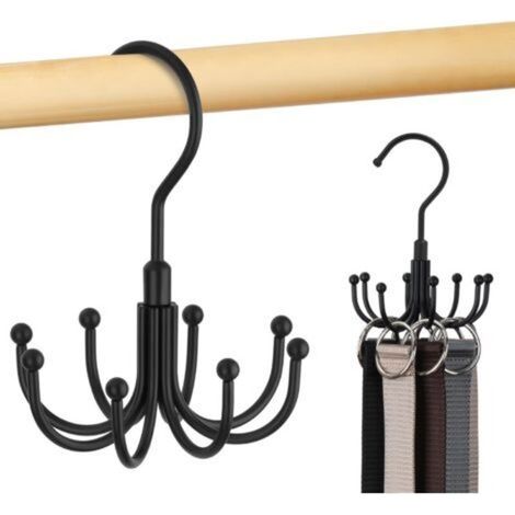 Drehbarer Gürtelhalter Aus Metall Für Den Kleiderschrank, Platzsparender Krawattenhalter, Maximale Kapazität Für 24 Gürtel, Schwarz, 1 Stück