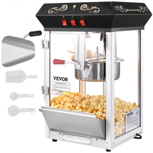 Popcornmaschine Popcornautomat Popcorn-maker, 850 W Popcornmaschine 8 Oz Kessel Für 48 Tassen Pro Ladung, Popcornmaschine Für Die Arbeitsplatte Mit Gehärtetem Glas, Inklusive 4 Schaufeln