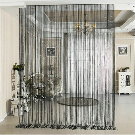 Luxuriöser Türvorhang Mit Kristallperlen, 100 X 200 Cm, Raumteiler, Wohnzimmerfenstervorhang (schwarz)