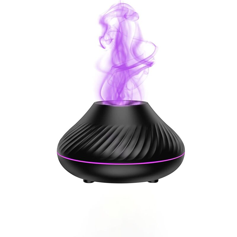Ätherisches Öl-diffusor, 130 Ml Usb-ultraschall-luftbefeuchter, Tragbarer Aroma-diffusor, Aroma-diffusor Und Luftbefeuchter Mit Flammensimulation, Für Schlafzimmer, Spa, Yoga, Büro (schwarz)
