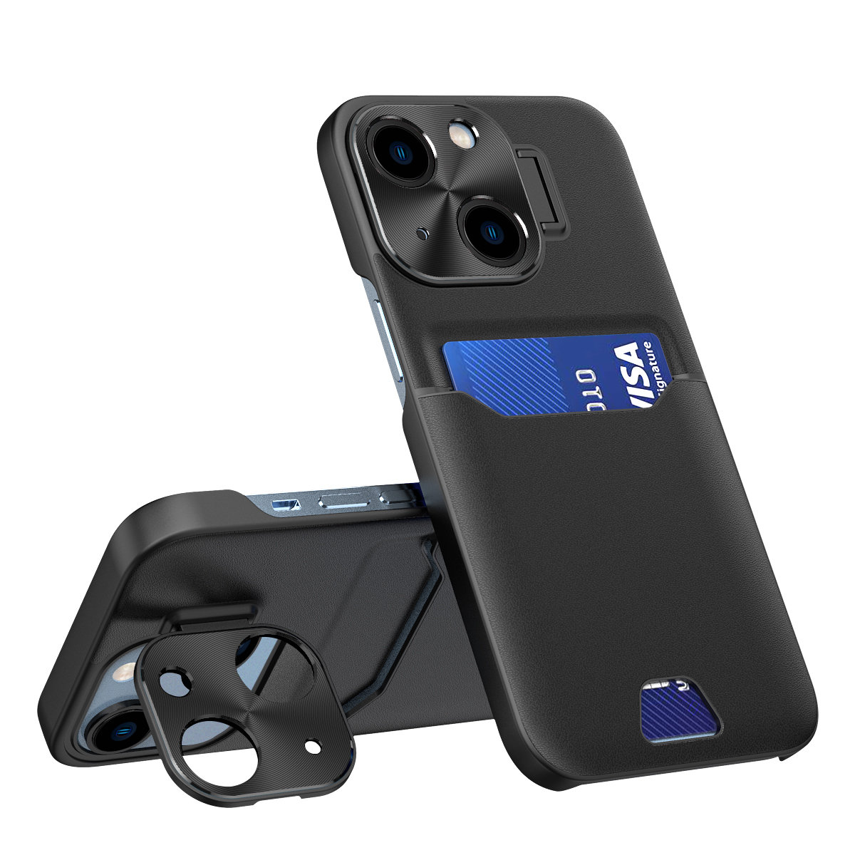 Samsung Galaxy S23 Leder-schutzhülle Mit Ständer – Schwarz