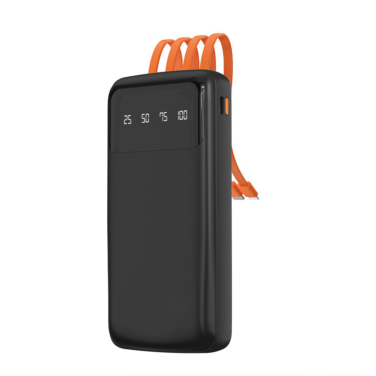K6pro 10000mah Powerbank Mit Integrierten Usb-c-, Micro-usb- Und Lightning-kabeln Für Iphones – Schwarz
