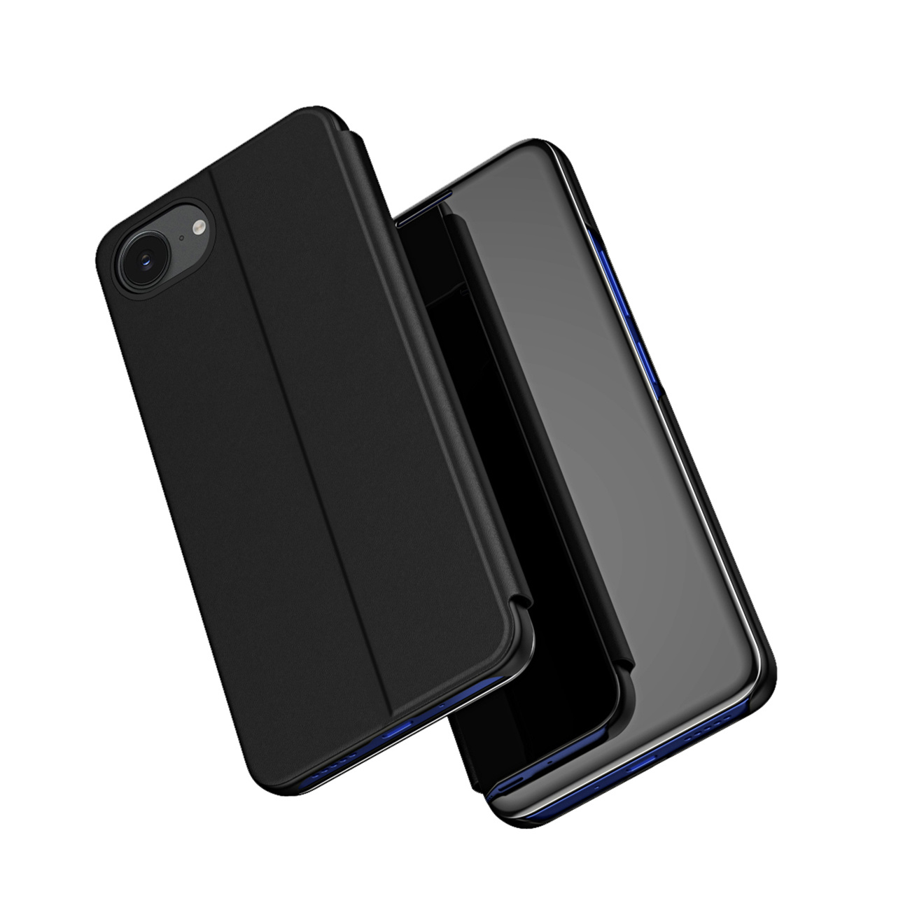 Iphone 16e Clear View Hülle Mit Klappdeckel – Schwarz