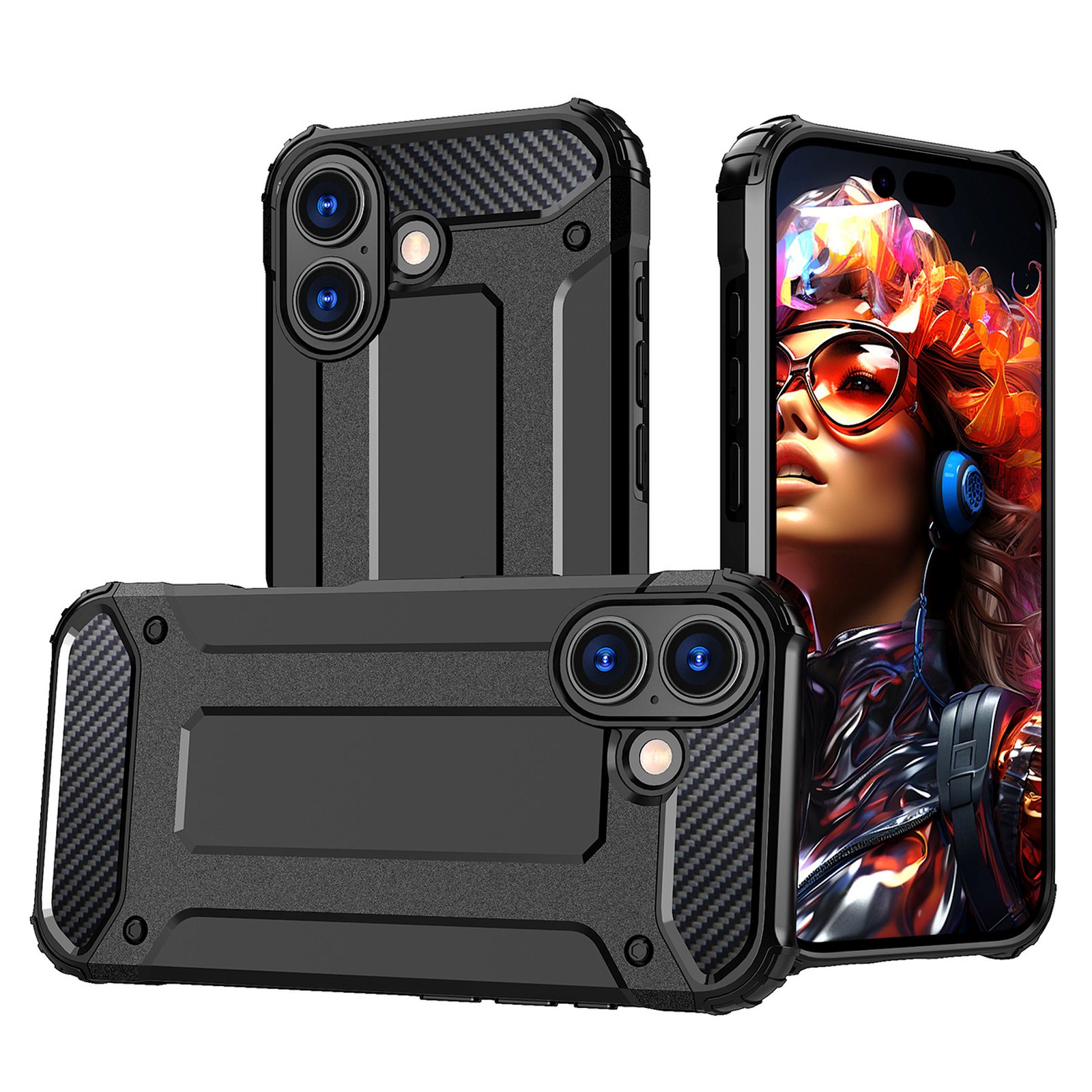Iphone 17 Hybrid Armor Hülle - Schwarz