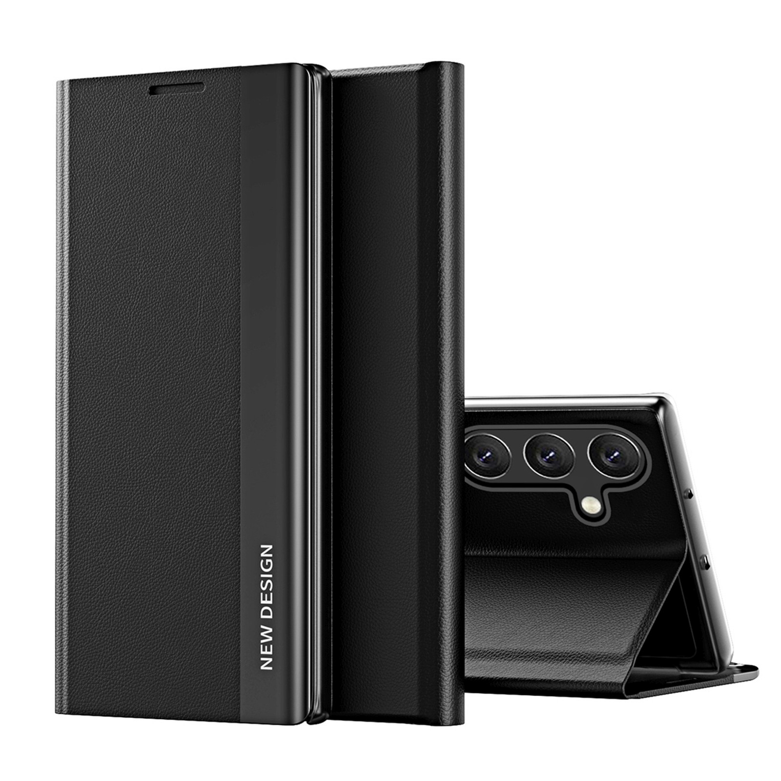 Samsung Galaxy S24 Fe Sleep Case Pro Flip Stand Case - Schwarz