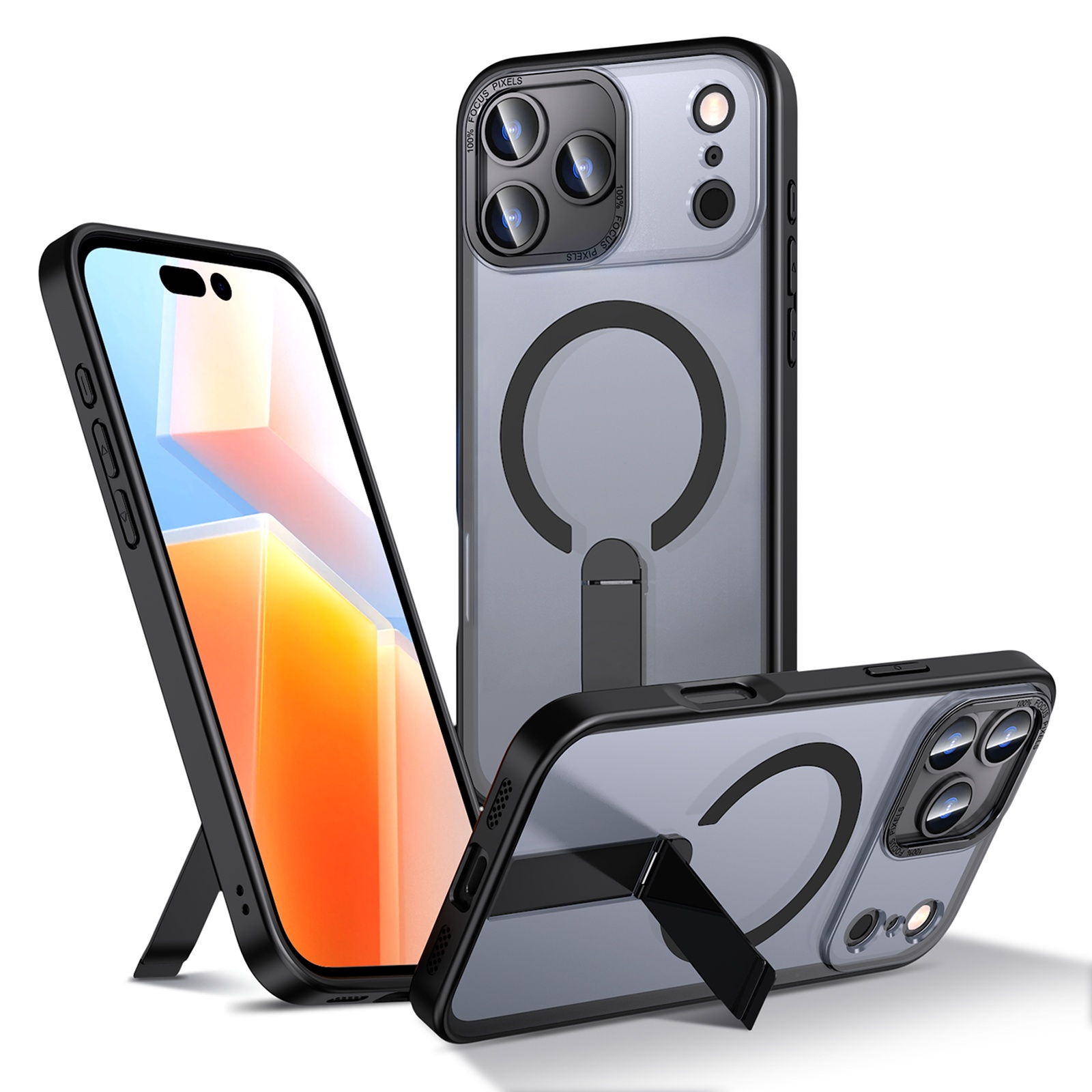 Iphone 17 Pro Max Hybrid Armor X Magsafe Hülle Mit Ständer – Schwarz