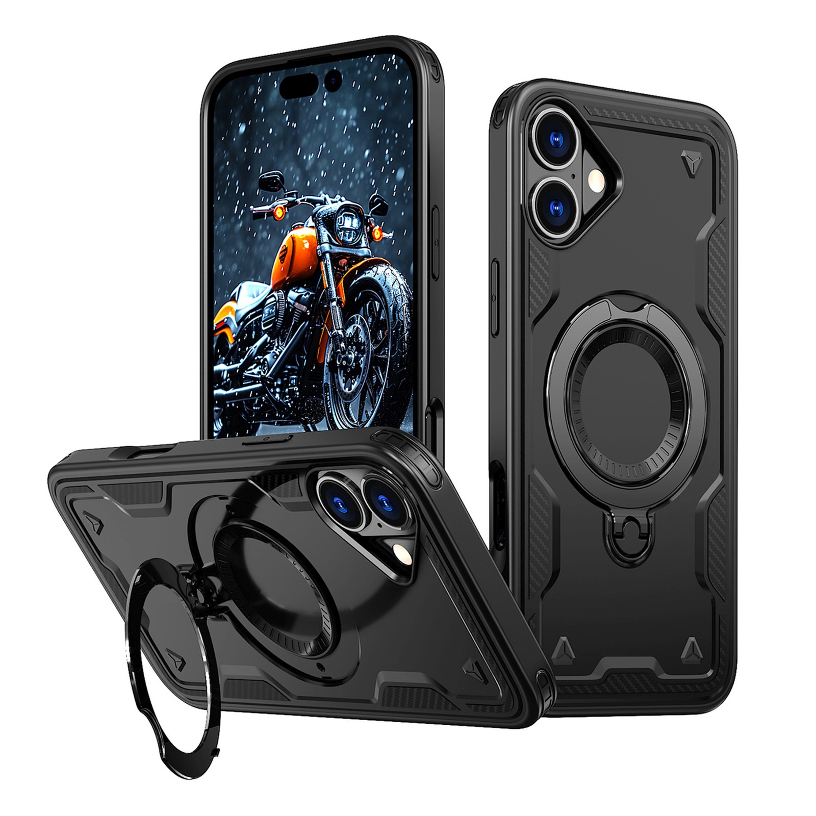 Iphone 16 Hybrid Armor Trendy Magsafe Hülle – Schwarz