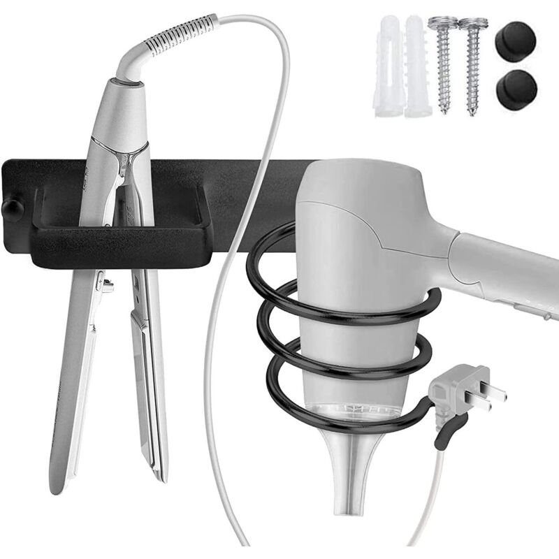 Wandmontierter Haartrocknerhalter, Haarglätterhalter Aus Aluminium, Wandmontierter Haartrockner-organizer, Haartrocknerhalter Für Hotel, Badezimmer, Friseursalon, Schwarz