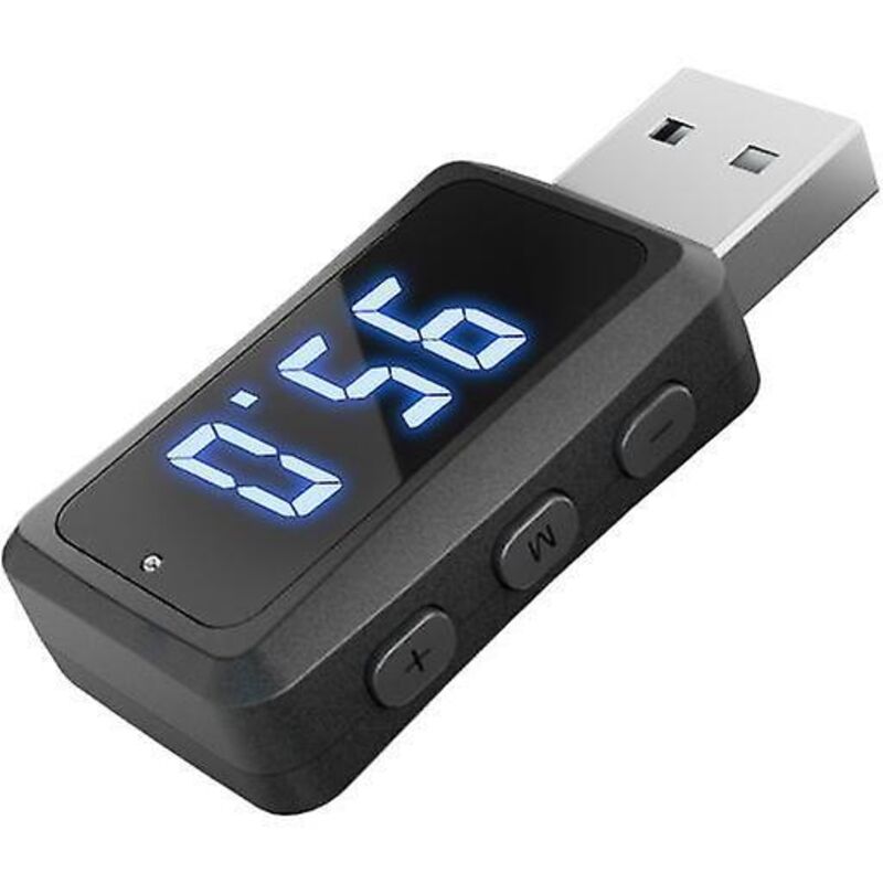 Fm02 Mini-usb-bluetooth-5.3-fm-audio-transceiver-adapter Mit Led-anzeige, Einstellbarer Frequenz Von 87,5 Bis 95 Mhz, Freisprechfunktion