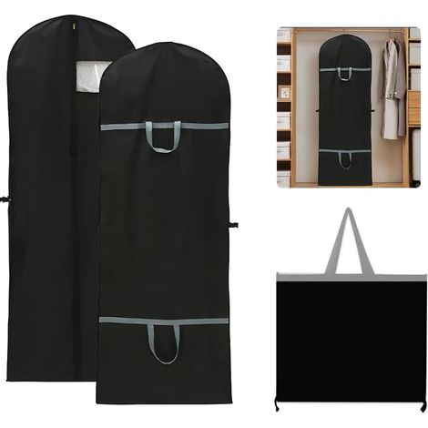 Set Aus 2 Langen, Atmungsaktiven Kleidersäcken – 180 Cm X 60 Cm – Faltbar – Mit Reißverschluss – Für Anzüge, Kleider, Mäntel, Jacken, Hemden, Abendkleider Und Als Anzugtasche