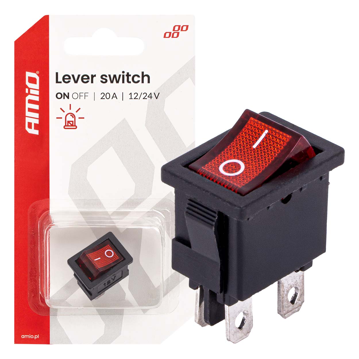Kippschalter Mit Roter Beleuchtung 20a 12v 24v Amio-04440