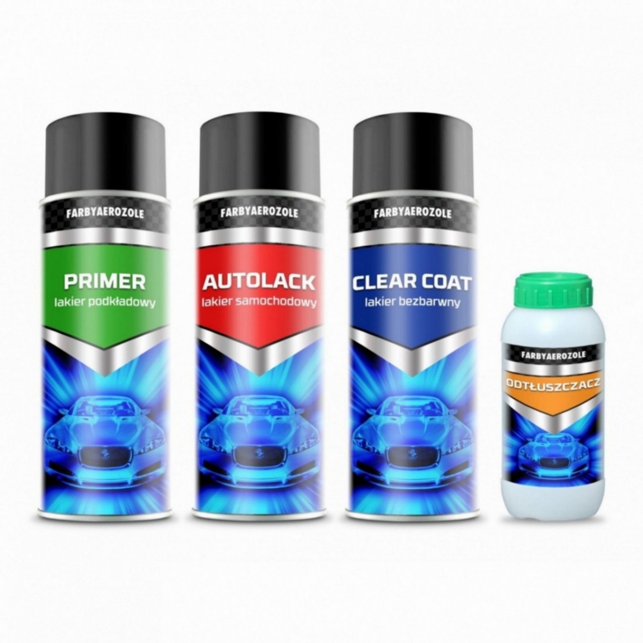 Großes Set Mit 3 X 400 Ml Fiat 601 Nero Black Red Foundation Clear Degreaser 250 Ml