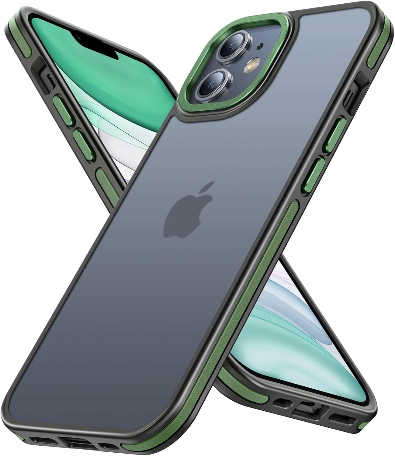 Puyateya Iphone 11 Stoßfeste Hülle, Durchscheinend Schwarz/grün
