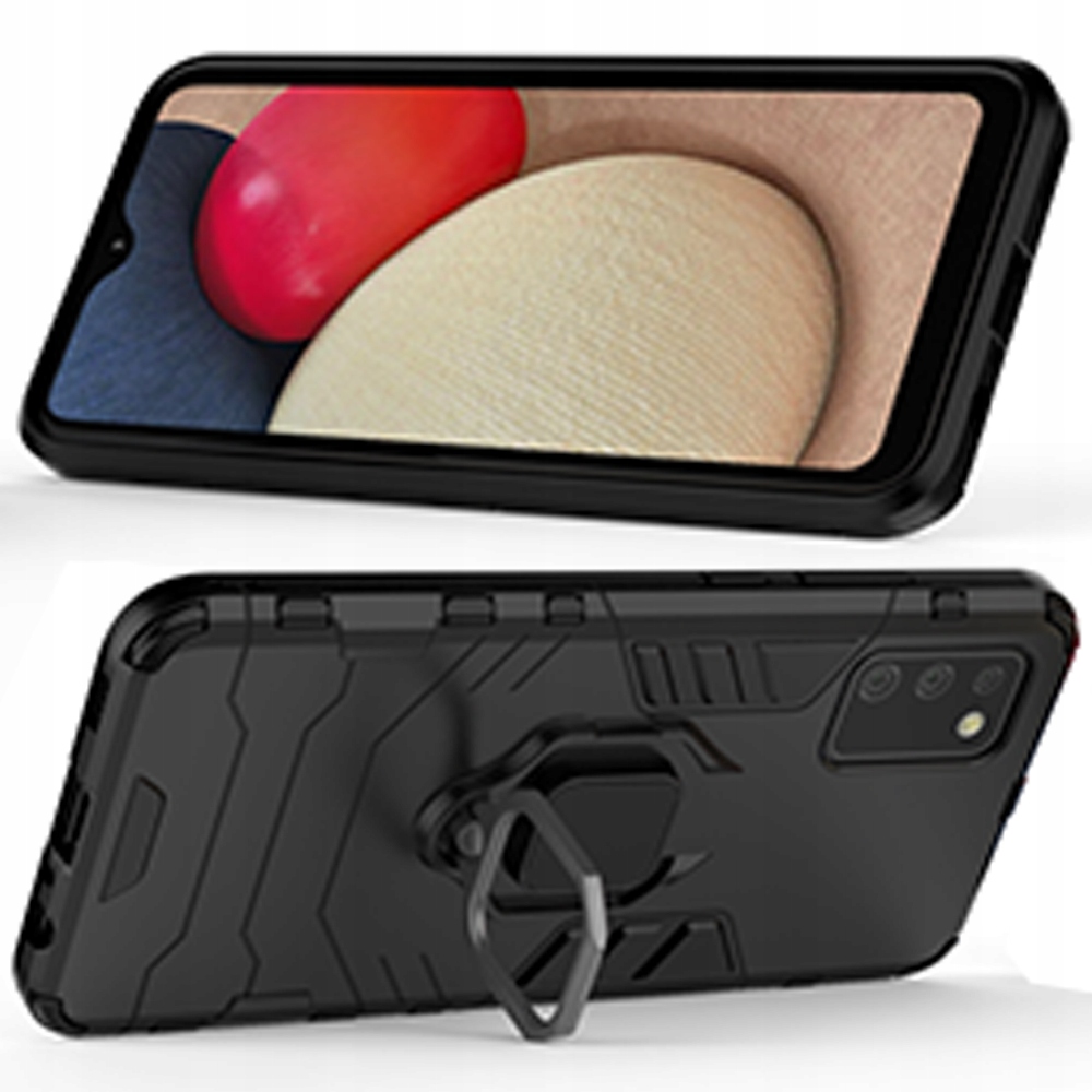 Ring Armor Hybrid Schutzhülle + Magnethalterung Für Samsung Galaxy A03s (166,5 Mm), Schwarz