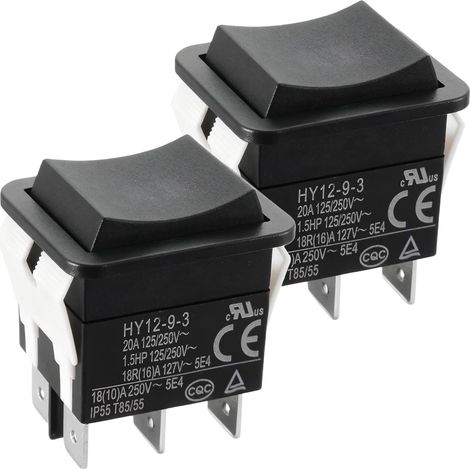 2er-pack Hy12 9 3 6-polige Kippschalter, 125/250 V, 20 A/2 Ps, Zuverlässiger Doppel-kippschalter Für Elektrogeräte