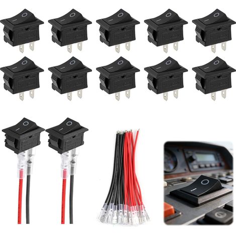 10er-pack Mini-wippschalter T85 Kcd1-101 – 2-polig, Spst, Ein/aus, Wechselstrom 6 A/250 V, 10 A/125 V – Mini-wippschalter Mit Verkabelung Für Autos, Boote Und Elektrogeräte