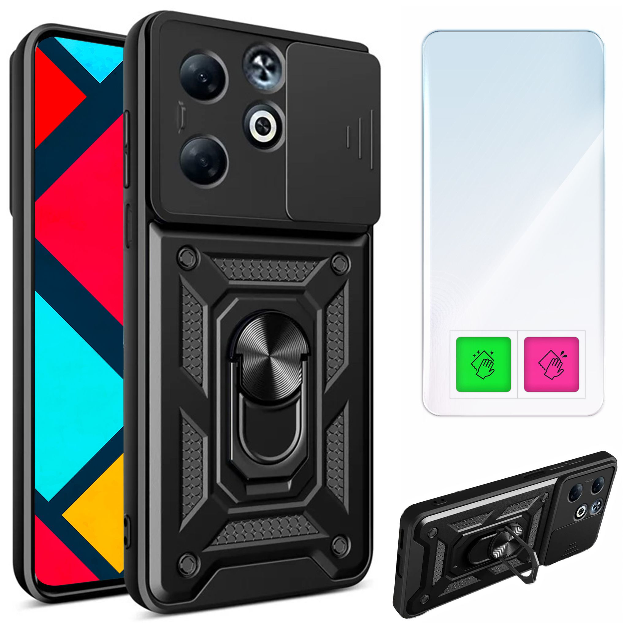 Schutzhülle Für Infinix Smart 8 Hot 40i, Gepanzerte Rückseite, Glasgehäuse