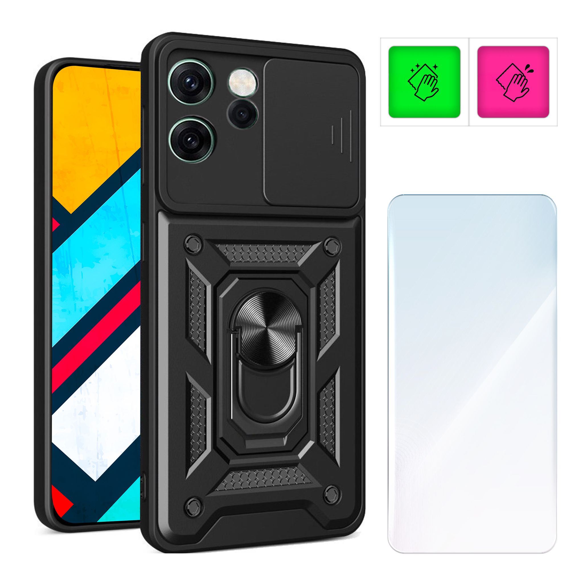 Schutzhülle Für Oppo Reno 14f / 14 Fs 5g: Gepanzerte Rückseite + Glas
