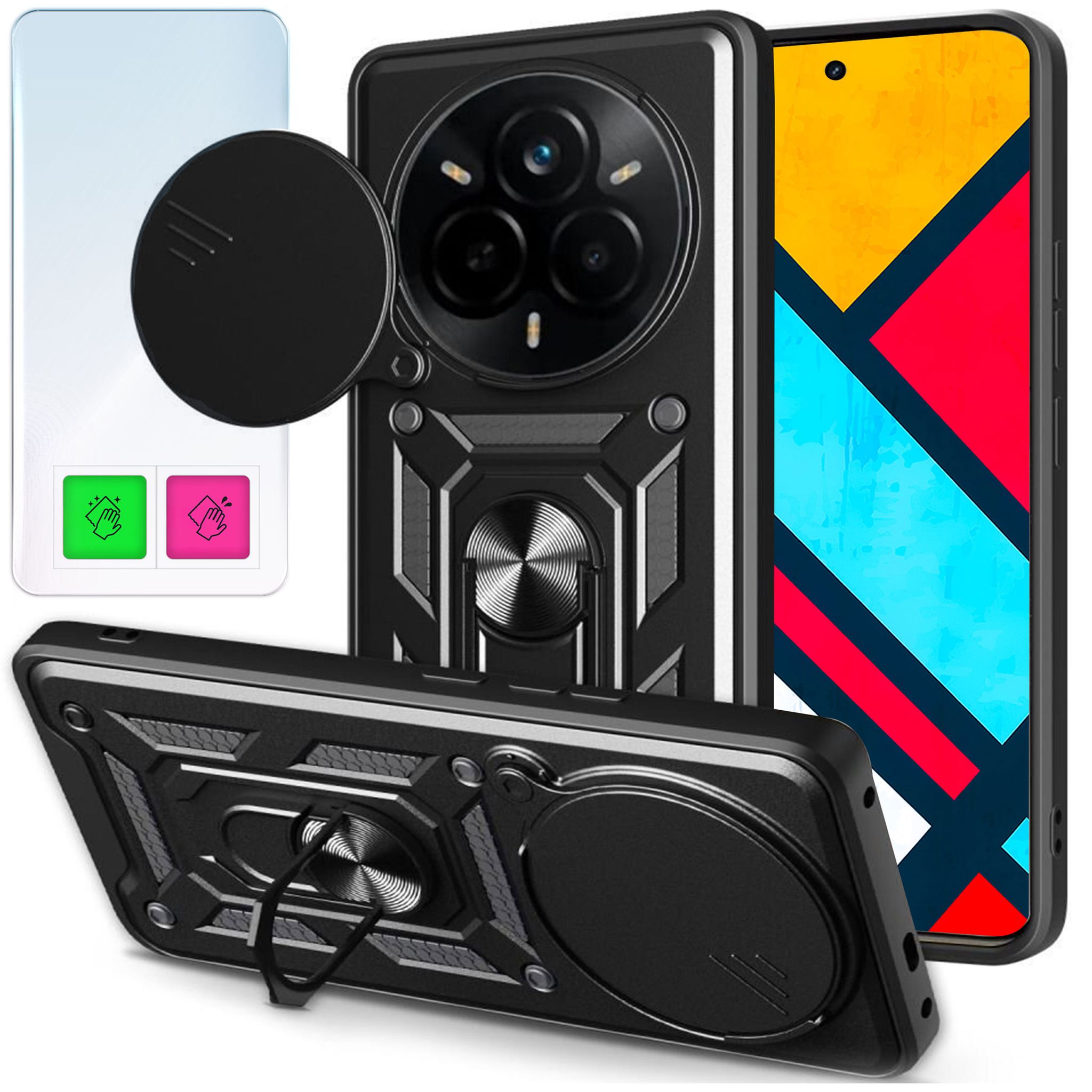 Schutzhülle Für Realme 14 Pro+ 5g, Gepanzertes Gehäuse, 9h-glas