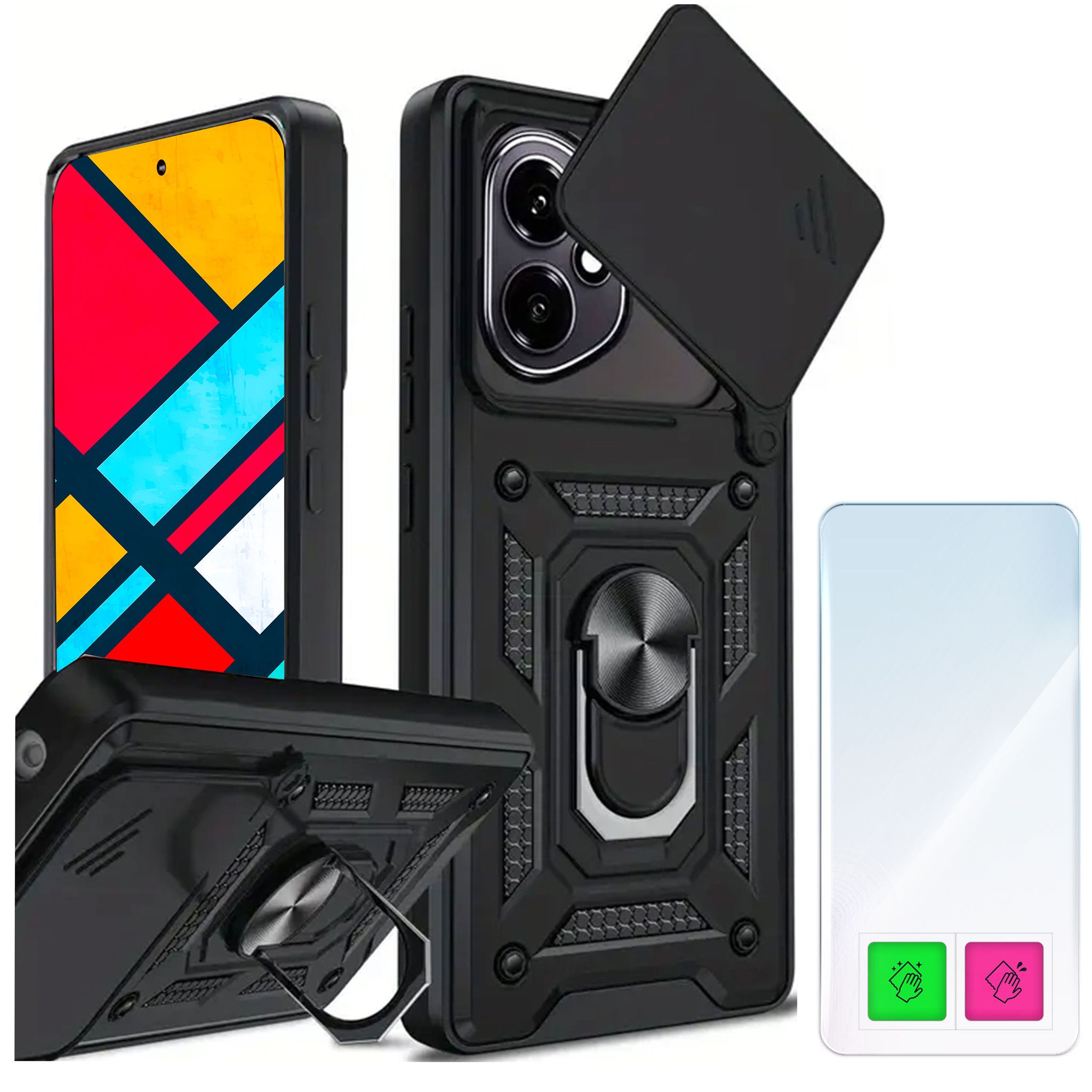 Honor 400 Schutzhülle Mit Gepanzerter Rückseite + 9h-glas Und Ring