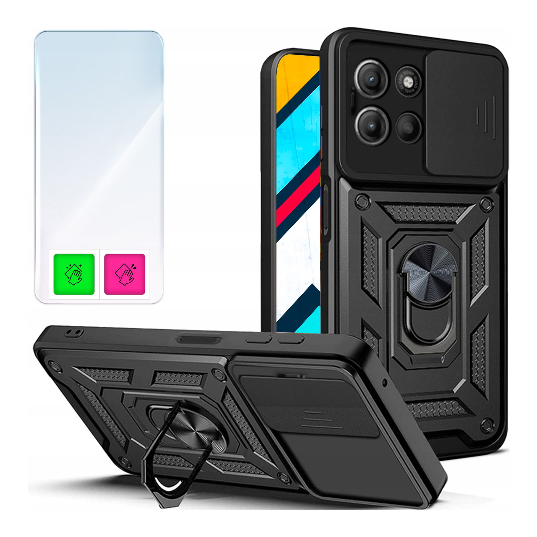 Schutzhülle Für Motorola Moto G86: Gepanzerte Rückseite + 9h-glas