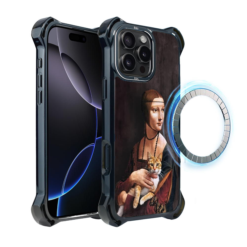 Iphone 16 Pro Ibizu Dropguard Ultra Hülle Mit Magsafe, Leonardo Da Vinci, Dame Mit Katze