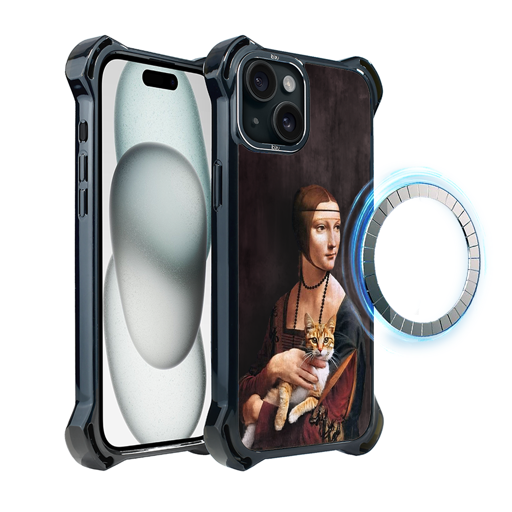 Iphone 15 Ibizu Dropguard Ultra Hülle Mit Magsafe, Leonardo Da Vinci, Dame Mit Katze