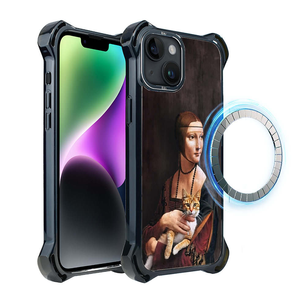 Iphone 14 Plus Ibizu Dropguard Ultra Hülle Mit Magsafe, Leonardo Da Vinci, Dame Mit Katze