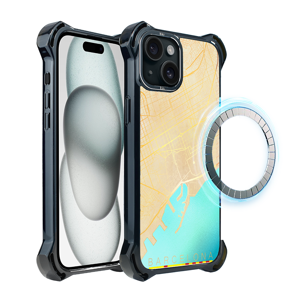 Iphone 15 Ibizu Dropguard Ultra Hülle Mit Magsafe, Weltkarten, Barcelona