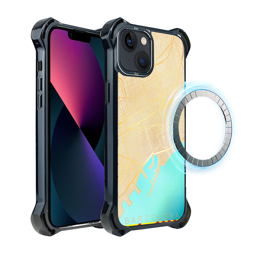 Iphone 13 Ibizu Dropguard Ultra Hülle Mit Magsafe, Weltkarten, Barcelona