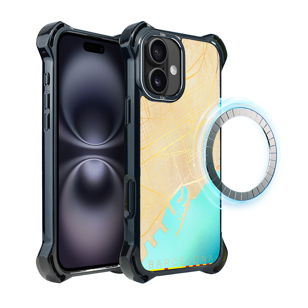 Iphone 16 Plus Ibizu Dropguard Ultra Hülle Mit Magsafe, Weltkarten, Barcelona