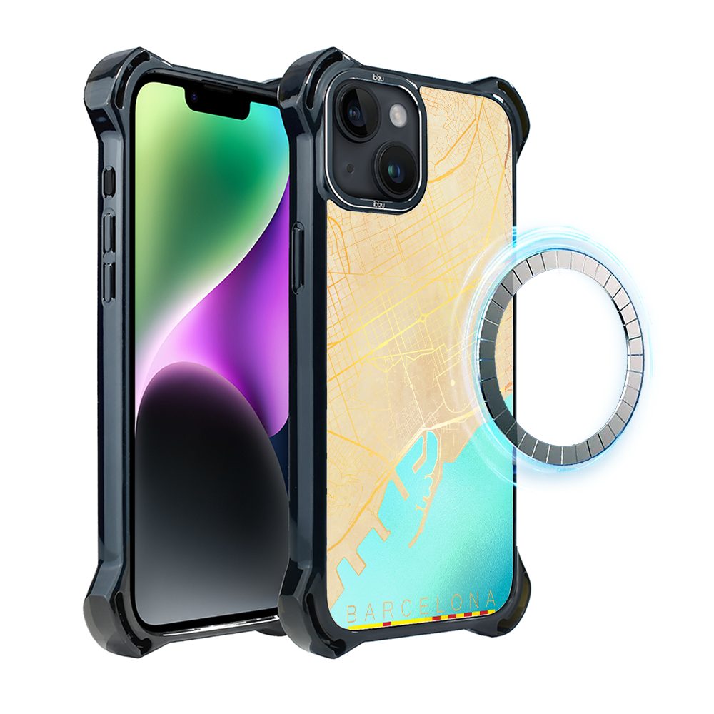 Iphone 14 Ibizu Dropguard Ultra Hülle Mit Magsafe, Weltkarten, Barcelona