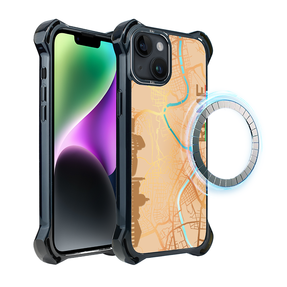Iphone 14 Plus Ibizu Dropguard Ultra Hülle Mit Magsafe, Weltkarten, Rom