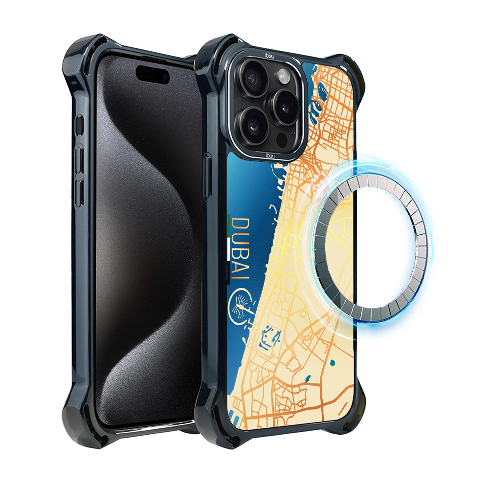 Iphone 15 Pro Ibizu Dropguard Ultra Hülle Mit Magsafe, Weltkarten, Dubai