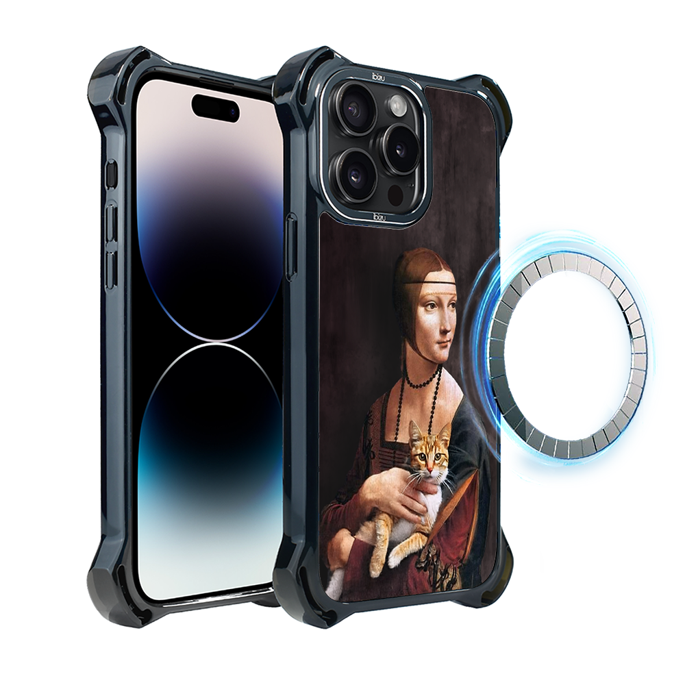 Iphone 14 Pro Ibizu Dropguard Ultra Hülle Mit Magsafe, Leonardo Da Vinci, Dame Mit Katze